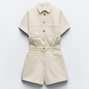 Zara denim shorts romper
